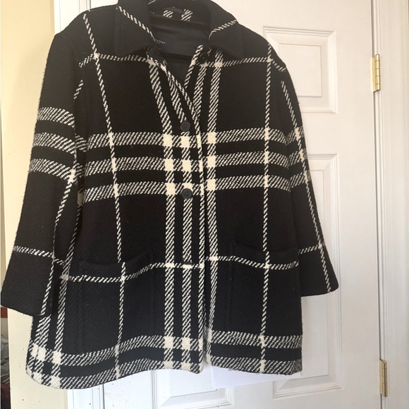 Burberry plaid black & white swing jacket in wool - Picture 1 of 1